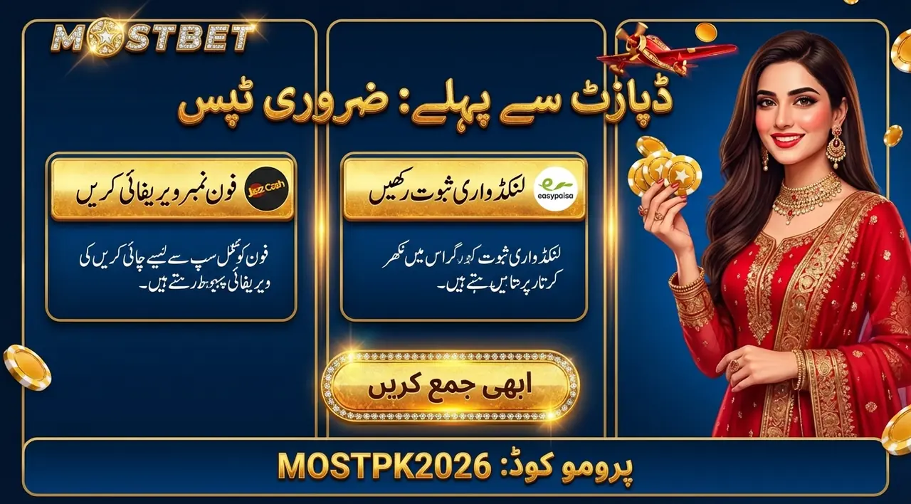 Deposit and bonus thresholds at Mostbet Pakistan